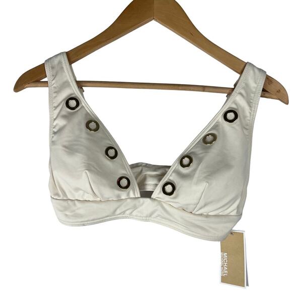 Michael Kors Women's Halter Top Grommet-Detail Bikini Set In Bone SZ S New - Picture 5 of 10
